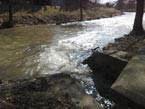 Rieka Nitra 17.03.2012 - voda z jazer vytek do rieky Nitra cez vpust do jazera